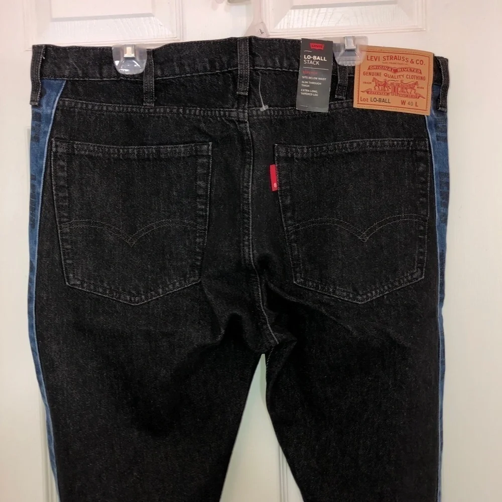 NWT LEVIS Lo-Ball Stack BLACK DENIM Jeans Sz 40